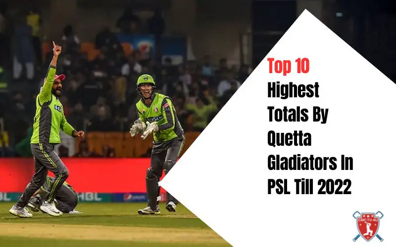Top 10 highest totals by quetta gladiators in psl till 2022