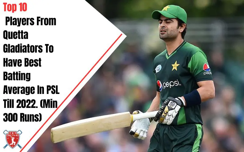 Top 10 players From quetta gladiators to have Best batting average in psl till 2022 (min 300 Runs)
