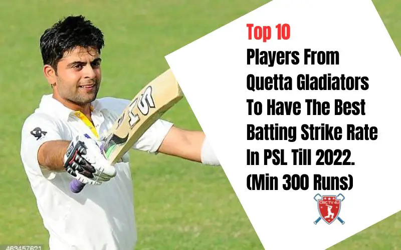 Top 10 players from quetta gladiators to have the best batting strike rate in psl till 2022 (min 300 Runs)